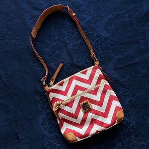 DOONEY & BOURKE Red and White Chevron Leather Carrier Bag